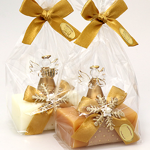 Sheep milk soap 100g, decorated with an angel in a cellophane, Classic/quince 