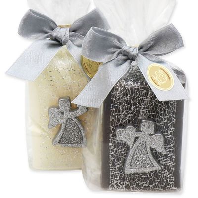 Sheep milk soap 100g decorated with an angel in a cellophane, Classic/Christmas rose 