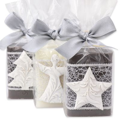 Sheep milk soap 100g decorated with christmas motifs in a cellophane, Classic/Christmas rose 