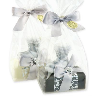 Sheep milk soap 100g decorated with a boot in a cellophane, Classic/Christmas rose 