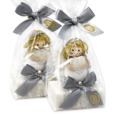 Sheep milk soap 100g decorated with an angel in a cellophane, Christmas rose 