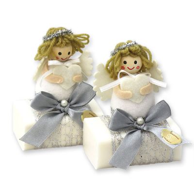 Sheep milk soap 100g decorated with an angel, Christmas rose 