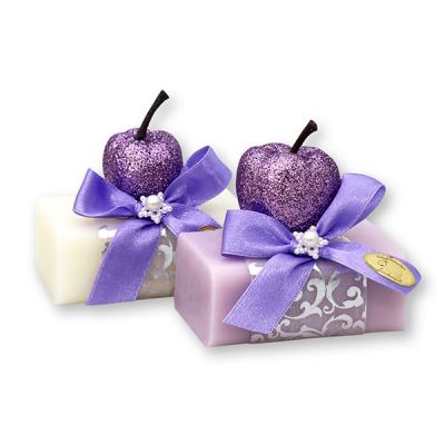 Sheep milk soap 100g, decorated with an apple, Classic/lilac 