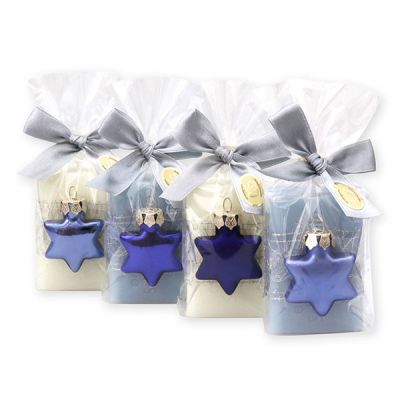 Sheep milk soap 100g, decorated with a glass christmas star in a cellophane, Classic/ice flower 
