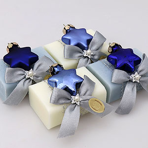 Sheep milk soap 100g, decorated with a glass christmas star, Classic/ice flower 