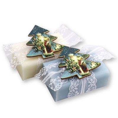 Sheep milk soap 100g, decorated with a christmas tree, Classic/ice flower 