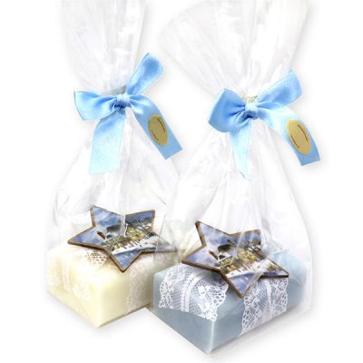 Sheep milk soap 100g, decorated with a star in a cellophane, Classic/ice flower 