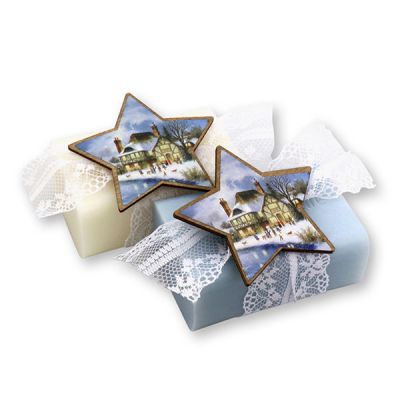 Sheep milk soap 100g, decorated with a star, Classic/ice flower 