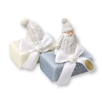 Sheep milk soap 100g, decorated with santa, Classic/ice flower 
