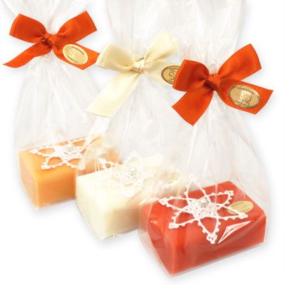 Sheep milk soap 100g decorated with a star in a cellophane, Classic/Orange/Blood orange 
