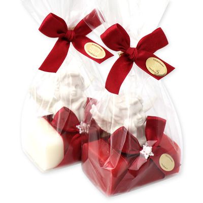 Sheep milk soap 100g decorated with an angel in a cellophane, Classic/pomegranate 