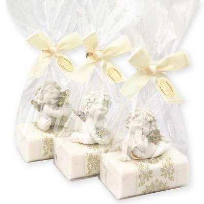 Sheep milk soap 100g decorated with an angel 'Igor' in a cellophane, Christmas rose 