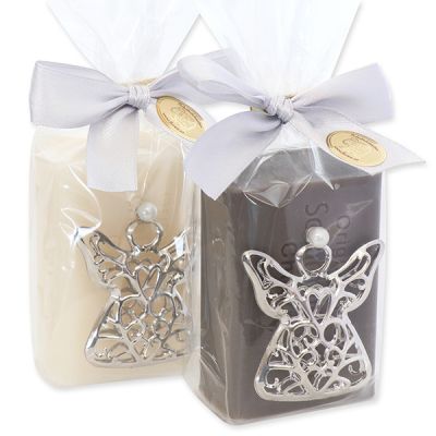 Sheep milk soap 100g decorated with an angel in a cellophane, Classic/Christmas rose 