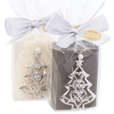 Sheep milk soap 100g decorated with a tree in a cellophane, Classic/Christmas rose 