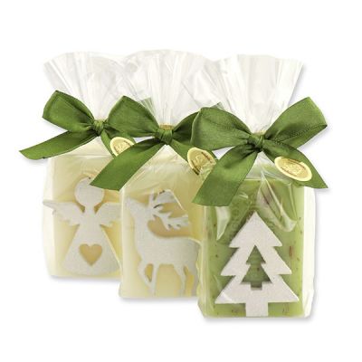 Sheep milk soap 100g decorated with christmas motives white in a cellophane bag, Classic/Verbena 