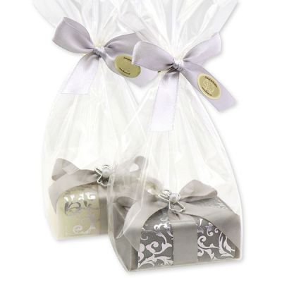 Sheep milk soap 100g, decorated with a ribbon in a cellophane bag, Classic/Christmas rose 