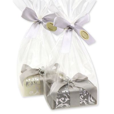 Sheep milk soap 100g decorated with a ribbon in a cellophane bag, Classic/Christmas rose 