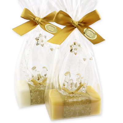 Sheep milk soap 100g decorated with a crib in a cellophane bag, Classic/Swiss pine 
