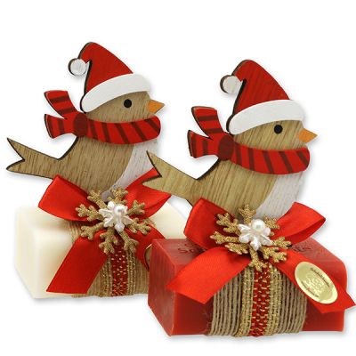 Sheep milk soap 100g decorated with a bird, Classic/Pomegranate 