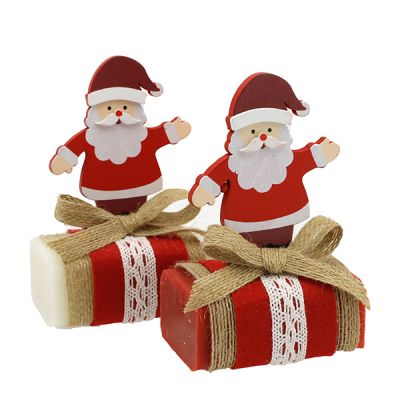 Sheep milk soap 100g decorated with santa, Classic/Pomegranate 