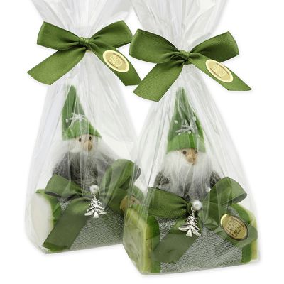 Sheep milk soap 100g decorated with a gnome in a cellophane, Classic/verbena 