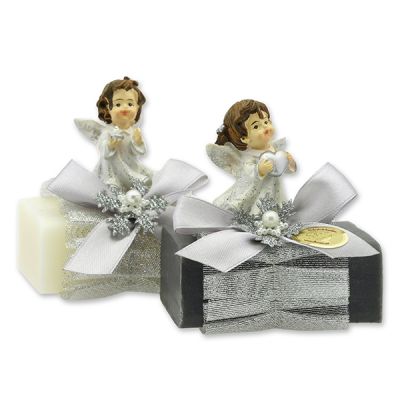 Sheep milk soap 100g decorated with an angel, Classic/Christmas rose 