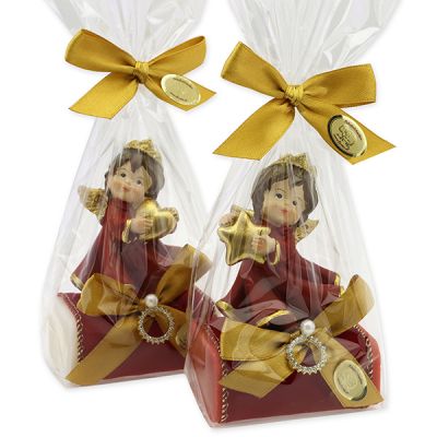 Sheep milk soap 100g decorated with an angel in cellophane, Classic/Pomegranate 