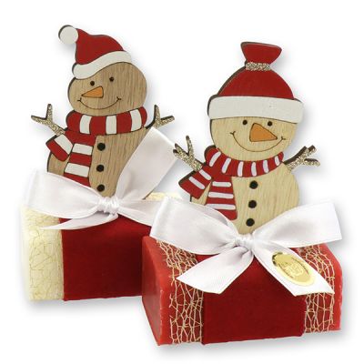 Sheep milk soap 100g decorated with a snowman, Classic/Pomegranate 