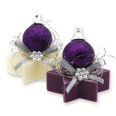 Sheep milk star soap 20g decorated with a christmas ball, Classic/elderberry 