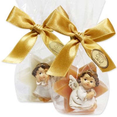 Sheep milk soap star 20g, decorated with an angel in a cellophane bag, Classic/quince 