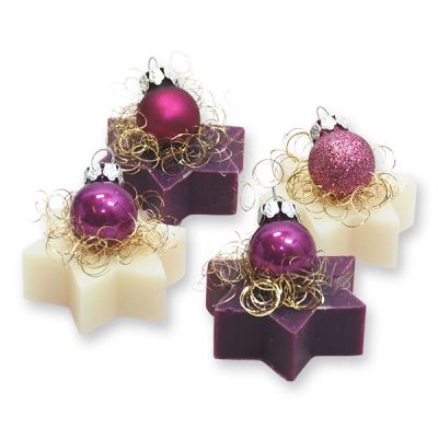 Sheep milk star soap 20g decorated with a christmas ball, Classic/elderberry 