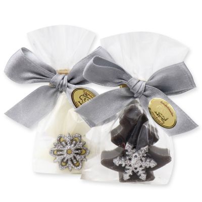 Sheep milk soap tree 16g decorated with a star/snowflake in a cellophane, Classic/Christmas rose 