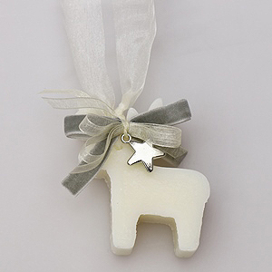 Sheep milk soap deer 70g hanging decorated with an organza ribbon, Classic 