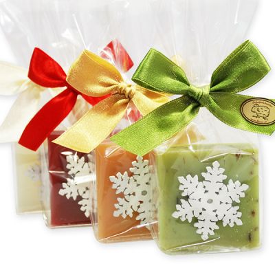 Sheep milk soap 35g decorated with a snowflake in a cellophane 