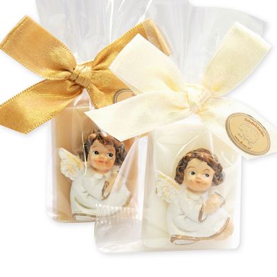 Sheep milk guest soap 25g decorated with an angel in cellophane, Classic/swiss pine 