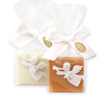 Sheep milk guest soap 35g decorated with an angel in a cellophane, Classic/quince 