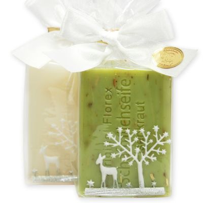 Sheep milk soap 100g decorated with a ribbon in a cellophane, Classic/verbena 