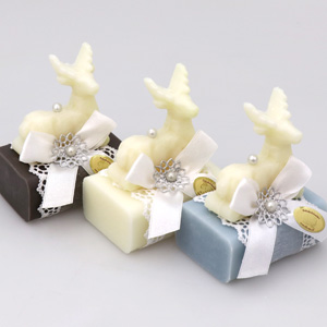Sheep milk soap 100g, decorated with a soap deer 30g, sorted 