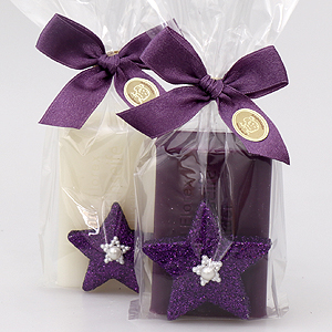 Sheep milk soap 100g, decorated with a glitter star in a cellophane, Classic/elder 