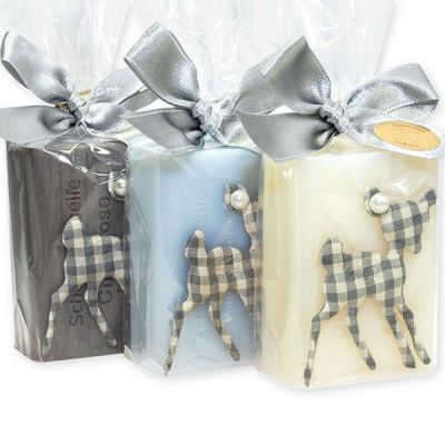 Sheep milk soap 100g, decorated with a fawn in a cellophane, sorted 