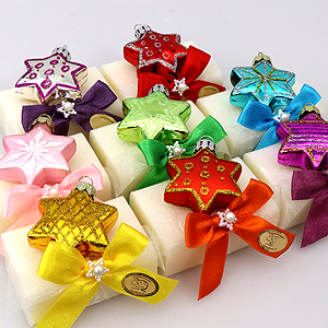 Sheep milk soap 100g, decorated with a glass christmas star, Classic 