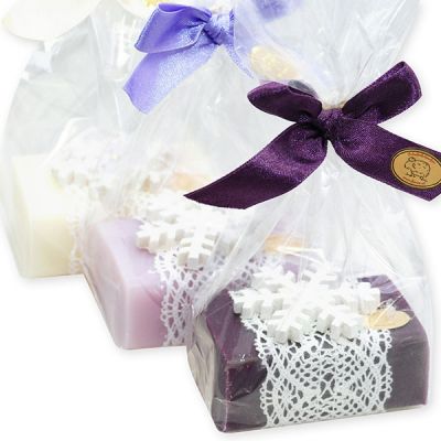 Sheep milk soap 100g, decorated with a snowflake in a cellophane, sorted 