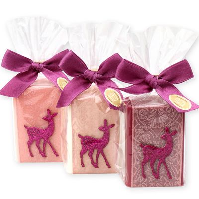 Sheep milk soap 100g, decorated with a fawn in a cellophane, sorted 
