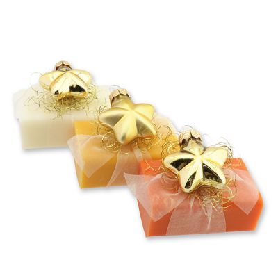 Sheep milk soap 100g decorated with gold glass stars, Classic/Orange/Blood orange 