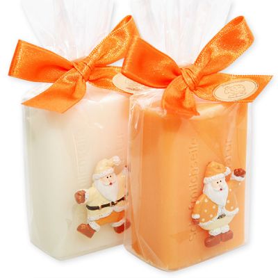 Sheep milk soap 100g decorated with a santa claus in a cellophane, Classic/Orange 