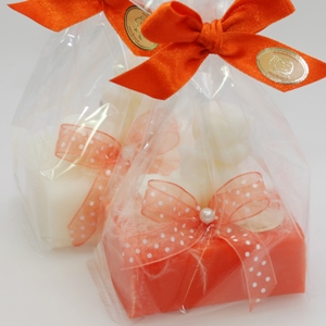 Sheep milk soap 100g decorated with soap angel 20g in a cellophane, Classic/Blood orange 