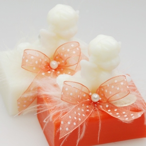 Sheep milk soap 100g decorated with soap angel 20g, Classic/Blood orange 