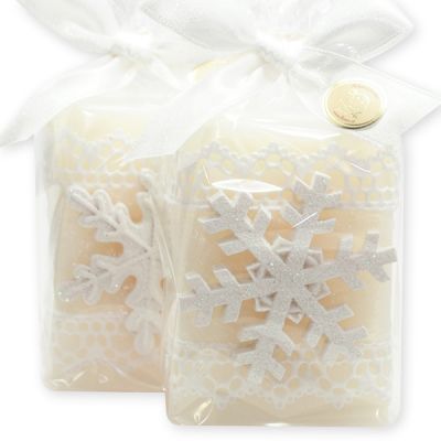 Sheep milk soap 100g decorated with a snowflake in a cellophane, Classic 