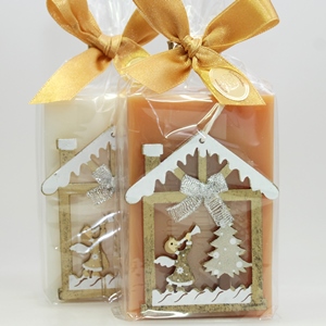 Sheep milk soap 150g, decorated with christmas decorations in a cellophane, Classic/quince 