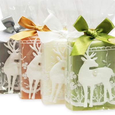 Sheep milk soap 150g decorated with a deer in a cellophane 